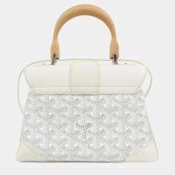 Pre Owned Goyard White Coated Canvas Leather Saigon Handbag
