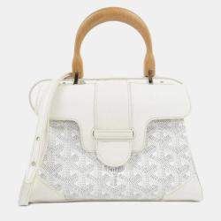 Pre Owned Goyard White Coated Canvas Leather Saigon Handbag