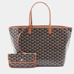 مملوكة مسبقًا Goyard Saint Louis Pm Tote Bag Coated Canvas And Leather Black Brown Multicolor