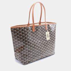 Pre Owned Goyard Saint Louis PM Black Brown Coated Canvas Leather Tote Bag