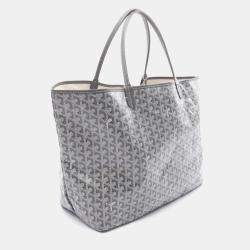 Pre Owned Goyard Saint Louis Gm Tote Bag Coated Canvas And Leather  Gray White