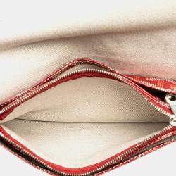 Pre Owned Goyard Plumet Pouch Wallet Red Leather