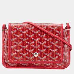 Pre Owned Goyard Plumet Pouch Wallet Red Leather