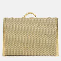 مملوكة مسبقًا Goyard Gold Goyardine Grand Hotel 70 Suitcase Trunk With Key