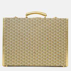 Pre Owned Goyard Gold Goyardine Manoir MM Briefcase With Key