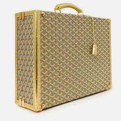 Pre Owned Goyard Gold Goyardine Manoir MM Briefcase With Key