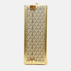 Pre Owned Goyard Gold Goyardine Manoir MM Briefcase With Key