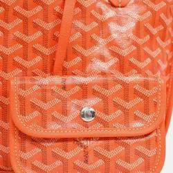 Pre Owned Goyard Orange Goyardine Mini Anjou Tote with Pouch