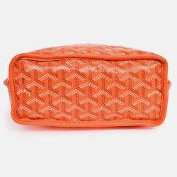 Pre Owned Goyard Orange Goyardine Mini Anjou Tote with Pouch