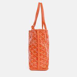 Pre Owned Goyard Orange Goyardine Mini Anjou Tote with Pouch