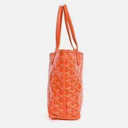 Pre Owned Goyard Orange Goyardine Mini Anjou Tote with Pouch