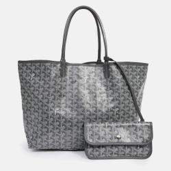 Pre Owned Goyard 2014 Grey Goyardine St. Louis PM Tote with Pouch