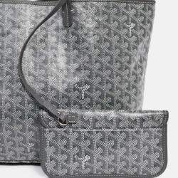 Pre Owned Goyard 2014 Grey Goyardine St. Louis PM Tote with Pouch