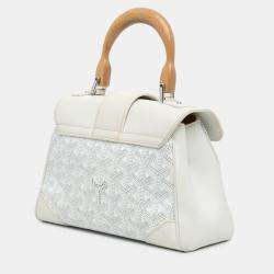 Pre Owned Goyard White Mini Goyardine Saigon Souple