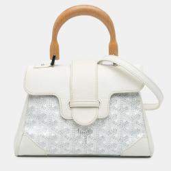 Pre Owned Goyard White Mini Goyardine Saigon Souple