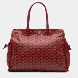 Pre Owned Goyard Red Goyardine Sac Hardy Pet Carrier PM