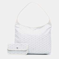 Pre Owned Goyard White Goyardine Boheme Hobo