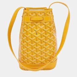Pre Owned Goyard Petite Flot PM Yellow Coated Canvas Bucket Shoulder Bag