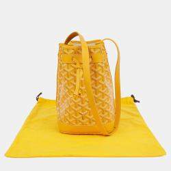 Pre Owned Goyard Petite Flot PM Yellow Coated Canvas Bucket Shoulder Bag