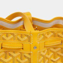 Pre Owned Goyard Petite Flot PM Yellow Coated Canvas Bucket Shoulder Bag