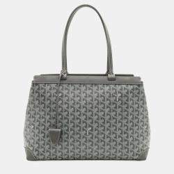 مملوكة مسبقًا Goyard Bellechasse Beyod Pm Tote Bag Shoulder Herringbone Pattern Pvc Leather Gray Black White