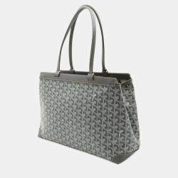 مملوكة مسبقًا Goyard Bellechasse Beyod Pm Tote Bag Shoulder Herringbone Pattern Pvc Leather Gray Black White
