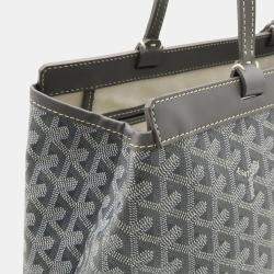 مملوكة مسبقًا Goyard Bellechasse Beyod Pm Tote Bag Shoulder Herringbone Pattern Pvc Leather Gray Black White