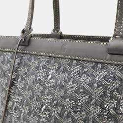 مملوكة مسبقًا Goyard Bellechasse Beyod Pm Tote Bag Shoulder Herringbone Pattern Pvc Leather Gray Black White