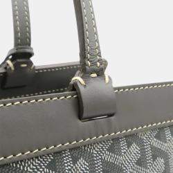 مملوكة مسبقًا Goyard Bellechasse Beyod Pm Tote Bag Shoulder Herringbone Pattern Pvc Leather Gray Black White
