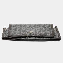 مملوكة مسبقًا Goyard Plumet Pouch Wallet Crossbody Shoulder Bag In Gray And White Leather