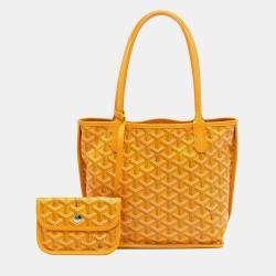 Pre Owned Goyard Yellow Mini Goyardine Reversible Anjou