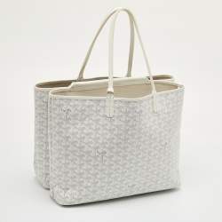 مملوكة مسبقًا Goyard Saint Louis PM White Goyardine Coated Canvas and Leather Tote