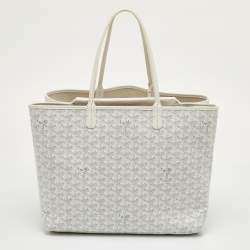مملوكة مسبقًا Goyard Saint Louis PM White Goyardine Coated Canvas and Leather Tote