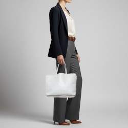 مملوكة مسبقًا Goyard Saint Louis PM White Goyardine Coated Canvas and Leather Tote