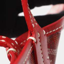Pre Owned Goyard Saint Louis Pm Tote Bag Coated Canvas And Leather Red Multicolor