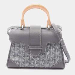 Pre Owned Goyard Saigon Mini Handbag Coated Canvas And Leather Gray Multicolor
