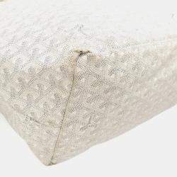 مملوكة مسبقًا Goyard Saint Louis Gm Tote Bag Large Shoulder Coated Canvas And Leather White Gray