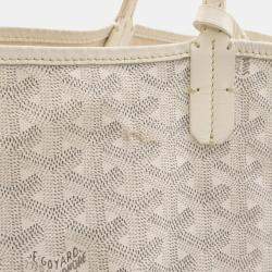 مملوكة مسبقًا Goyard Saint Louis Gm Tote Bag Large Shoulder Coated Canvas And Leather White Gray
