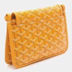 مملوكة مسبقًا Goyard Plumet Pouch Wallet Shoulder Bag In Coated Canvas And Leather Yellow Multicolor