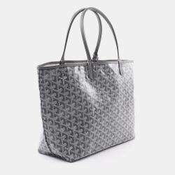 Pre Owned Goyard Saint Louis Pm Tote Bag Coated Canvas And Leather Gray White