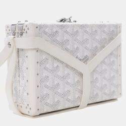 Pre Owned Goyard White Goyardine Minaudiere Trunk Bag