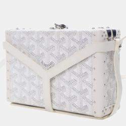 Pre Owned Goyard White Goyardine Minaudiere Trunk Bag