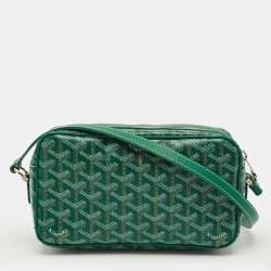 Pre Owned Goyard Cap Vert PM Green Goyardine Coated Canvas and Leather Crossbody Bag