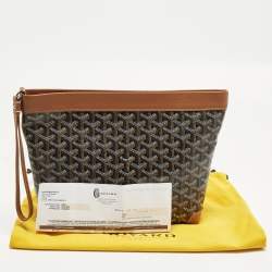 Pre Owned Goyard Conti Brown Goyardine Coated Canvas and Leather Pouch