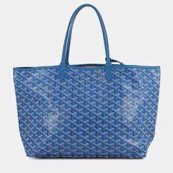 Pre Owned Goyard Saint Louis Blue Canvas Leather PM Handbag