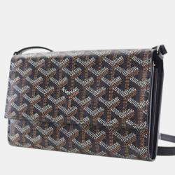 Pre Owned Goyard Black Goyardine Varenne Continental Wallet On Strap
