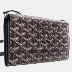 Pre Owned Goyard Black Goyardine Varenne Continental Wallet On Strap