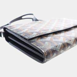 Pre Owned Goyard Black Goyardine Varenne Continental Wallet On Strap