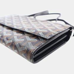 Pre Owned Goyard Black Goyardine Varenne Continental Wallet On Strap