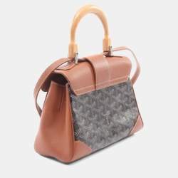 Pre Owned Goyard Saigon Mini Handbag Coated Canvas And Leather Black Brown White